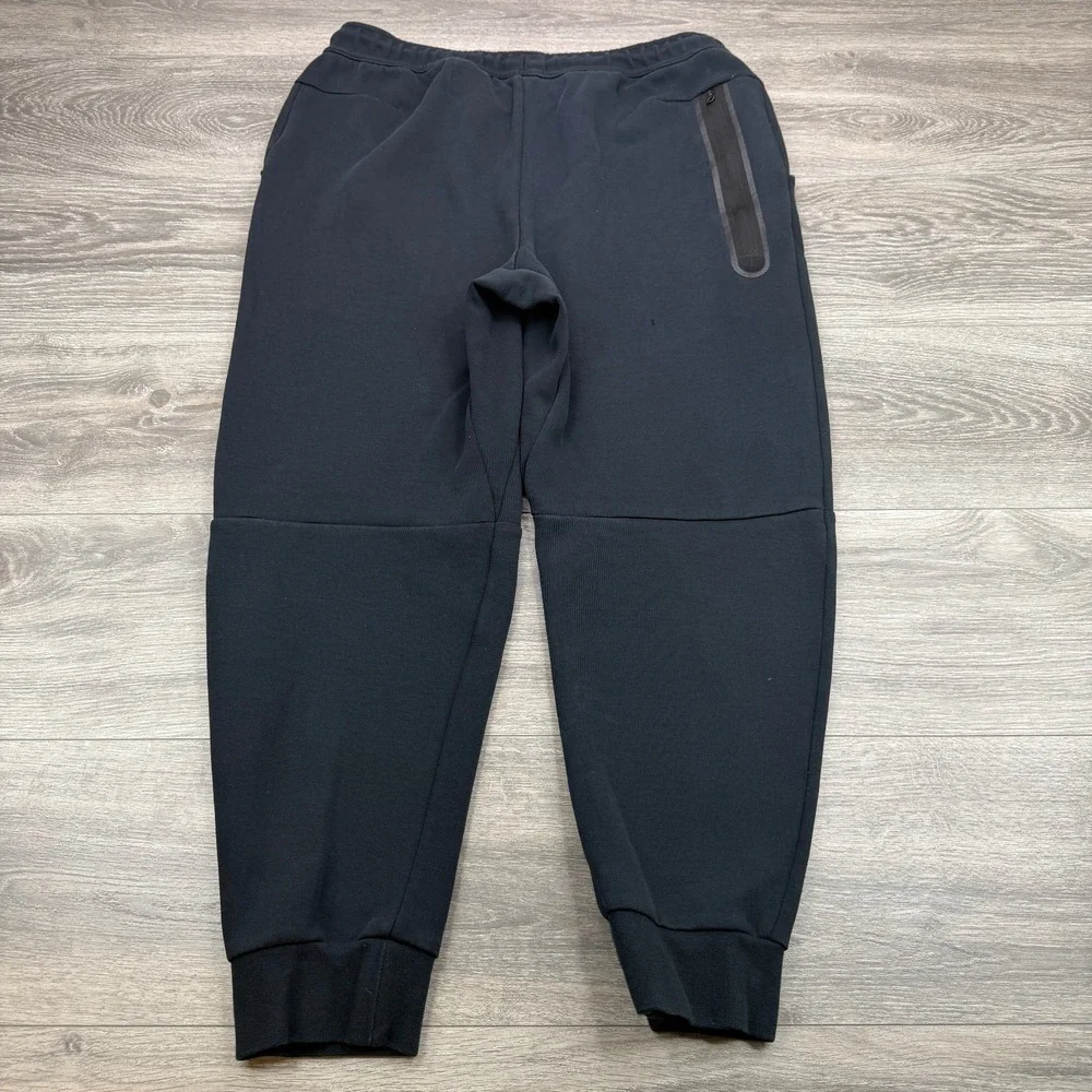 Nike Tech Fleece Joggers Mens Large Triple Black Swoosh Zip Pocket Sweatpants